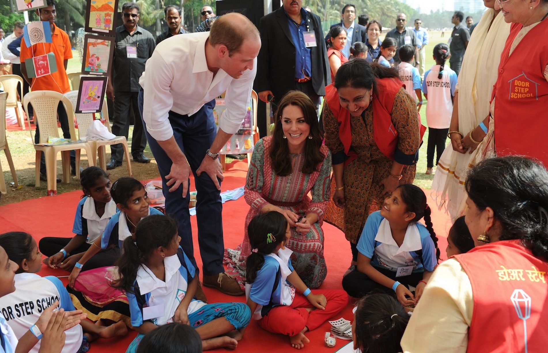 Royal Couple Plays Cricket with Indian Children